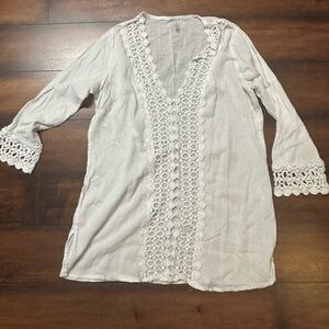 Raviya White Crochet Trim Women's Blouse